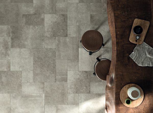 Warm taupe stone-look floor tile